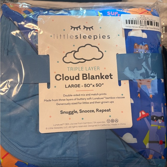 Little Sleepies Superhero Blanket - Blue and Multicolor